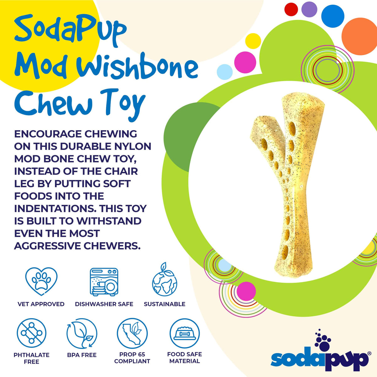 MOD Wishbone Nylon Dog Chew Toy for Aggressive Chewers | USA Made