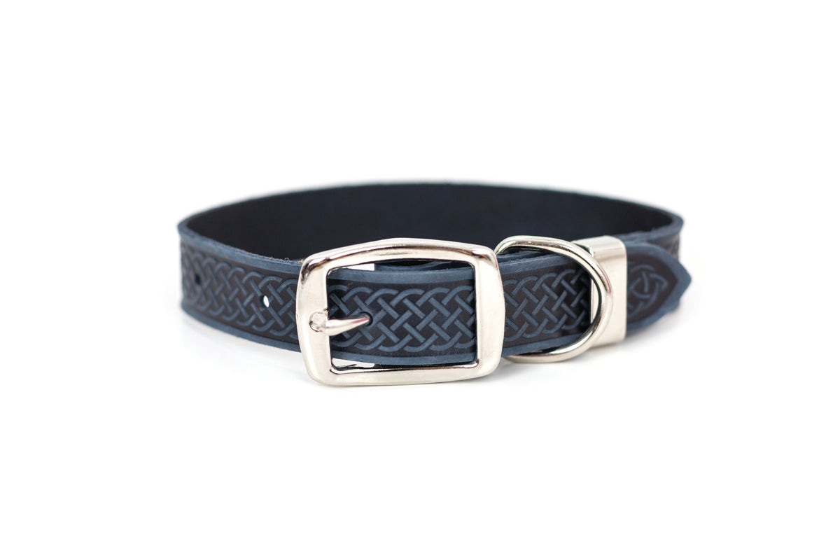 Celtic Double Buckle Style Leather Dog Collar