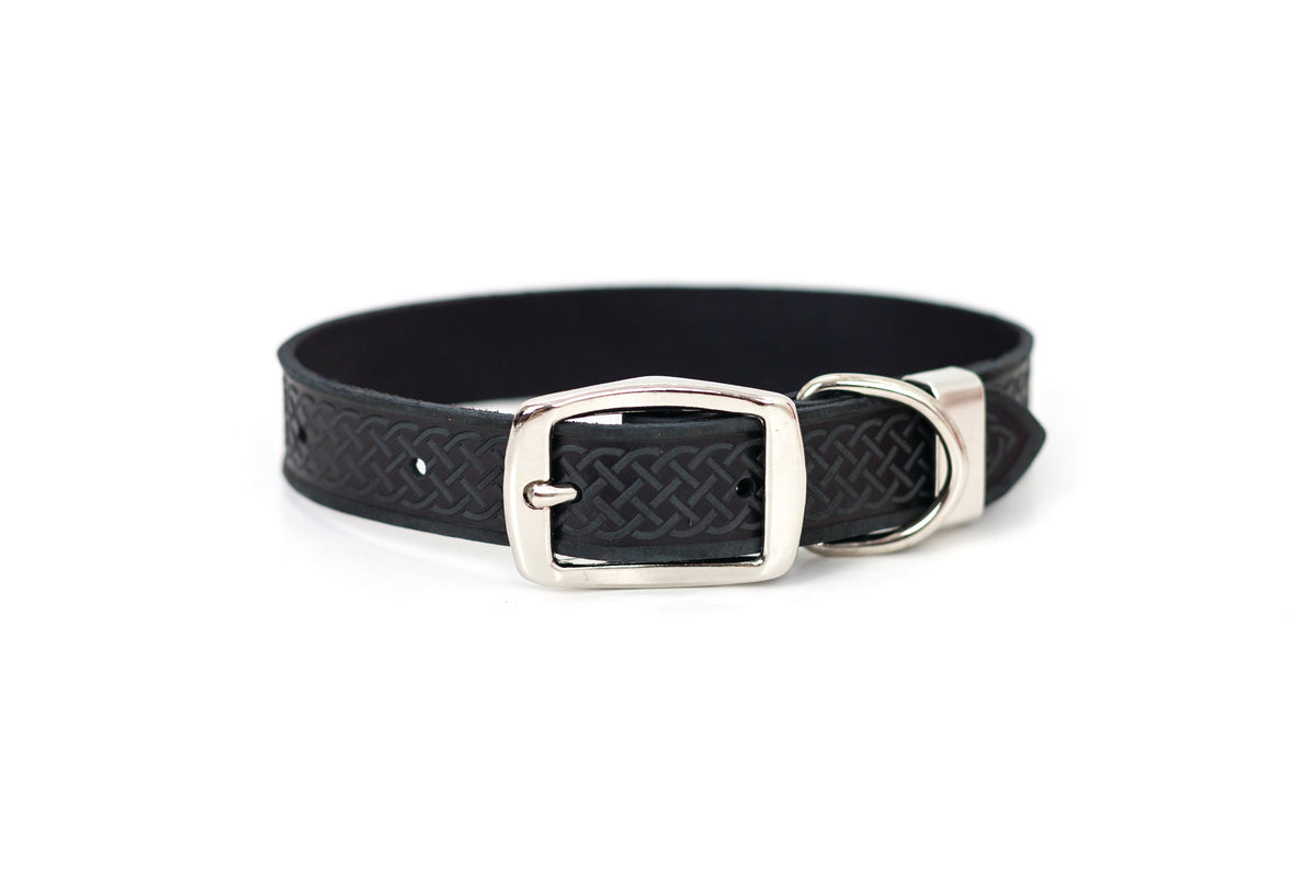Celtic Double Buckle Style Leather Dog Collar