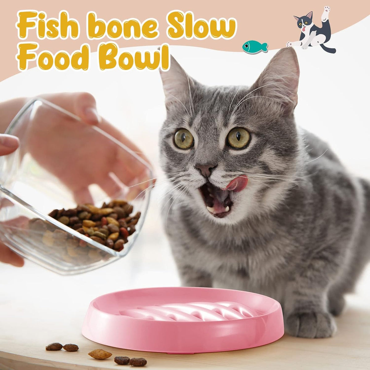Cat Slow Feeder Bowl Slow Feed Cat Dish Fishbone Cat Slow Feeder Small Interactive Dog Feeder Dish Anti Gulping Pet Bowl For Cat And Dog Slow Eating To Against Bloat