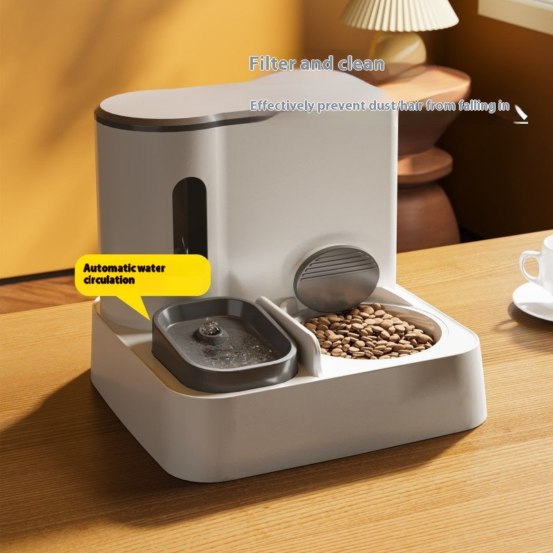 Cat Automatic Pet Feeder Water Dispenser Integrated Double Bowl Drinking Pet