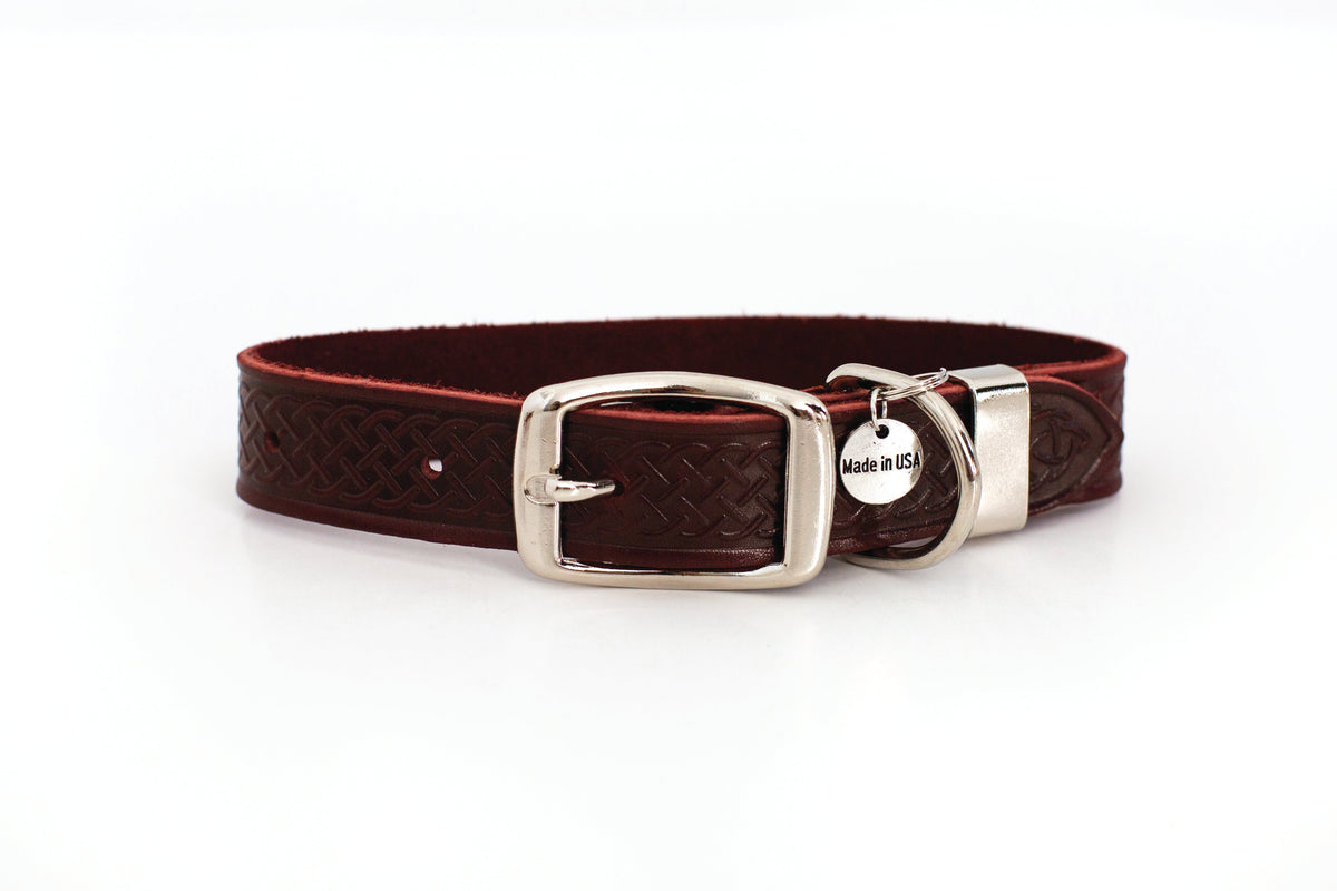 Celtic Double Buckle Style Leather Dog Collar