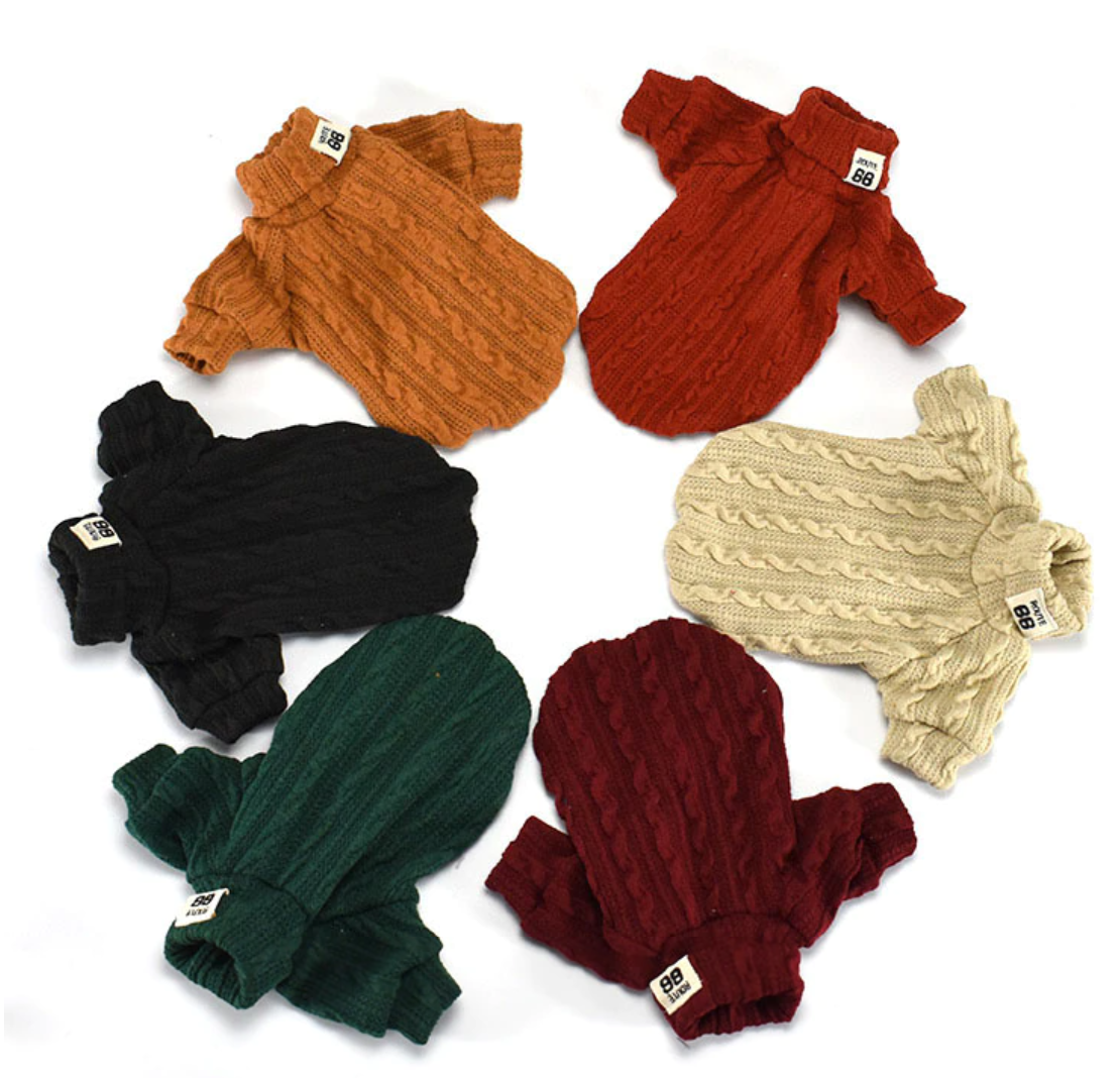 Winter Warm Knitted Turtleneck Sweater for Small Dogs or Cats