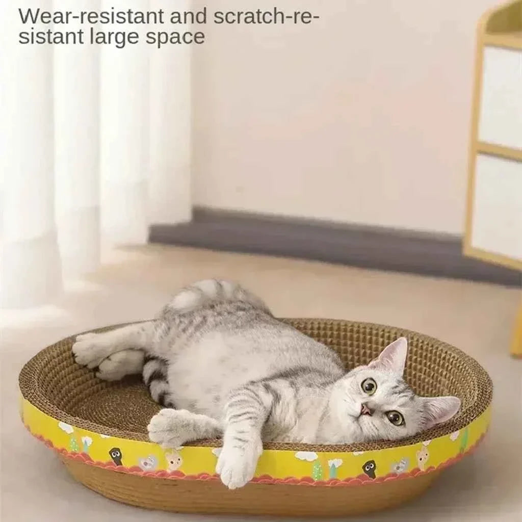 Oval Cat Scratch Board – Cat Scratcher and Bed