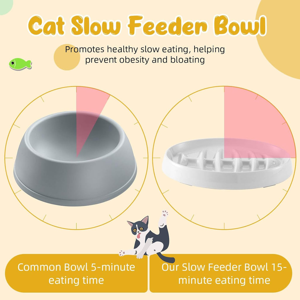 Cat Slow Feeder Bowl Slow Feed Cat Dish Fishbone Cat Slow Feeder Small Interactive Dog Feeder Dish Anti Gulping Pet Bowl For Cat And Dog Slow Eating To Against Bloat